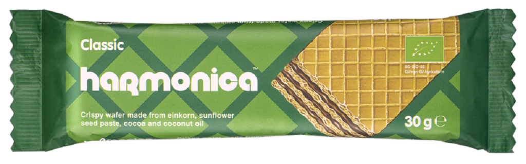 WAFELEK Z SAMOPSZY Z KREMEM MLECZNO - KAKAOWYM BIO 30 g - HARMONICA