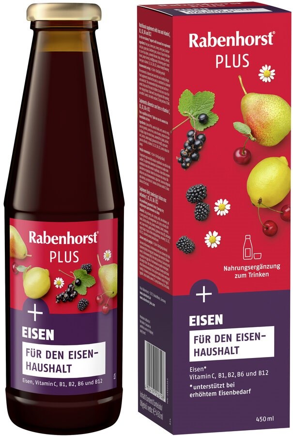 NAPÓJ OWOCOWO - ZIOŁOWY Z ŻELAZEM I WITAMINAMI C, B1, B2, B6, B12 450 ml - RABENHORST