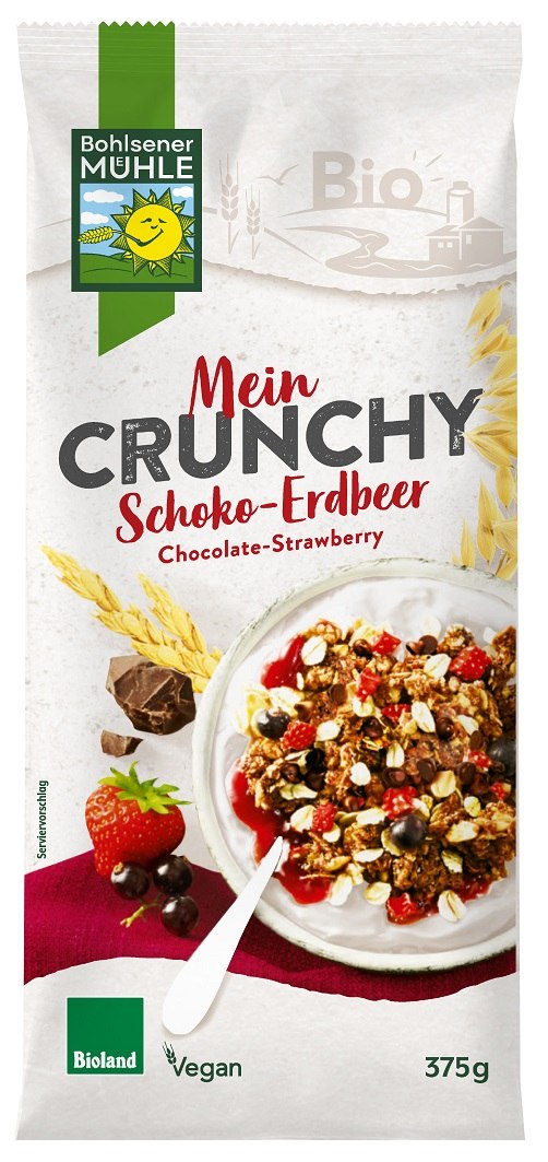 CRUNCHY CZEKOLADOWO - TRUSKAWKOWE BIO 375 g - BOHLSENER MUEHLE