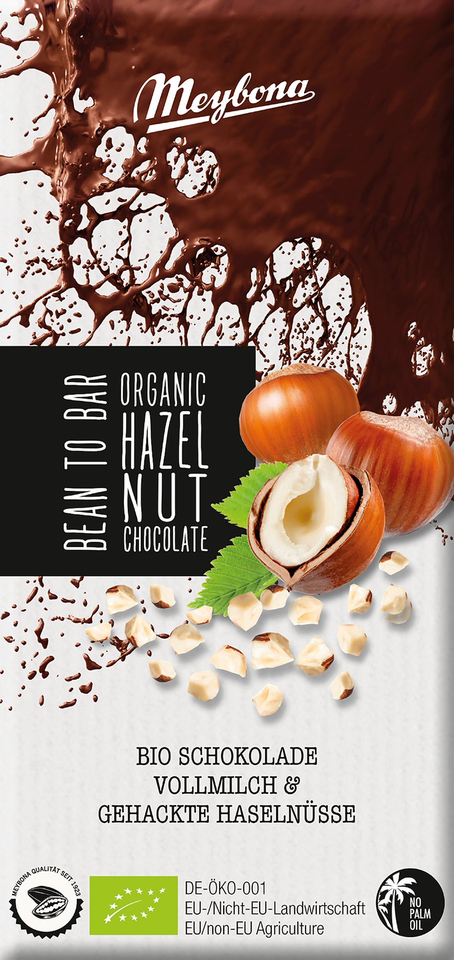 CZEKOLADA MLECZNA Z ORZECHAMI LASKOWYMI BIO 80 g - MEYBONA