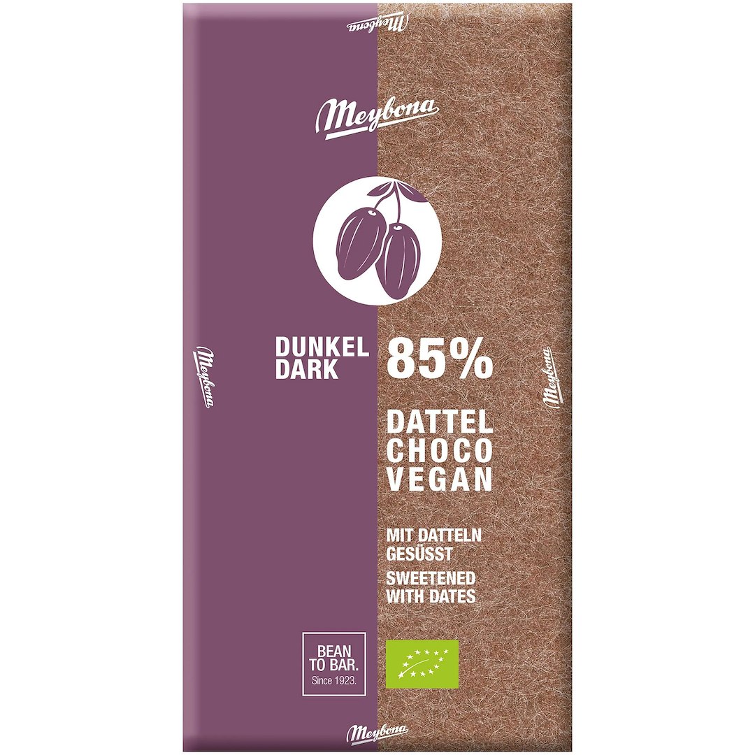 TABLICZKA KAKAOWA 85 % SŁODZONA DAKTYLAMI BIO 80 g - MEYBONA