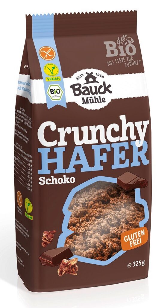 CRUNCHY OWSIANE KAKAOWE BEZGLUTENOWE BIO 325 g - BAUCK MUHLE