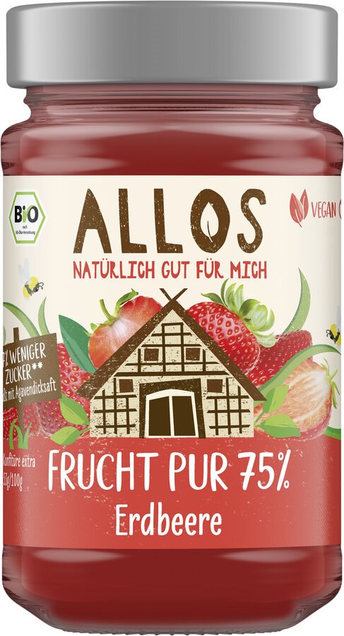 MUS TRUSKAWKOWY (75 % OWOCÓW) BEZGLUTENOWY BIO 250 g - ALLOS