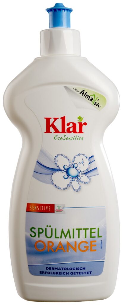 PŁYN DO MYCIA NACZYŃ POMARAŃCZOWY SENSITIVE ECO 500 ml - KLAR