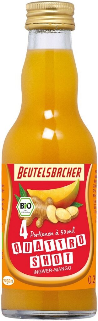 SHOT NA ODPORNOŚĆ MANGO - IMBIR - KURKUMA BIO 200 ml - BEUTELSBACHER