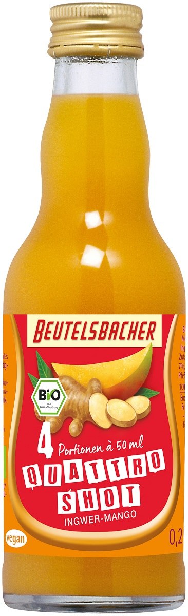 SHOT NA ODPORNOŚĆ MANGO - IMBIR - KURKUMA BIO 200 ml - BEUTELSBACHER