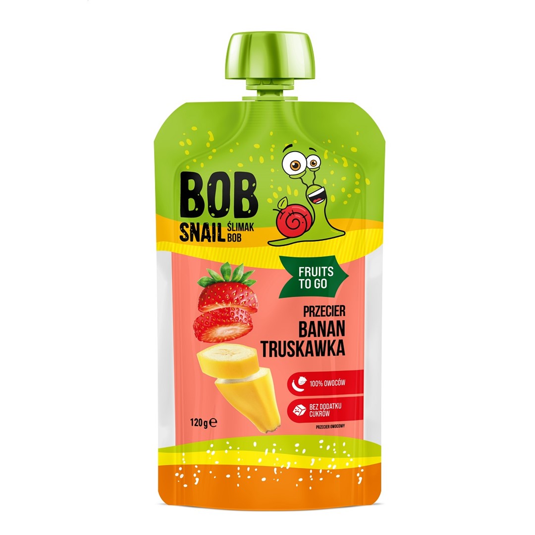 SMOOTHIE BANAN - TRUSKAWKA BEZ DODATKU CUKRÓW 120 g - BOB SNAIL