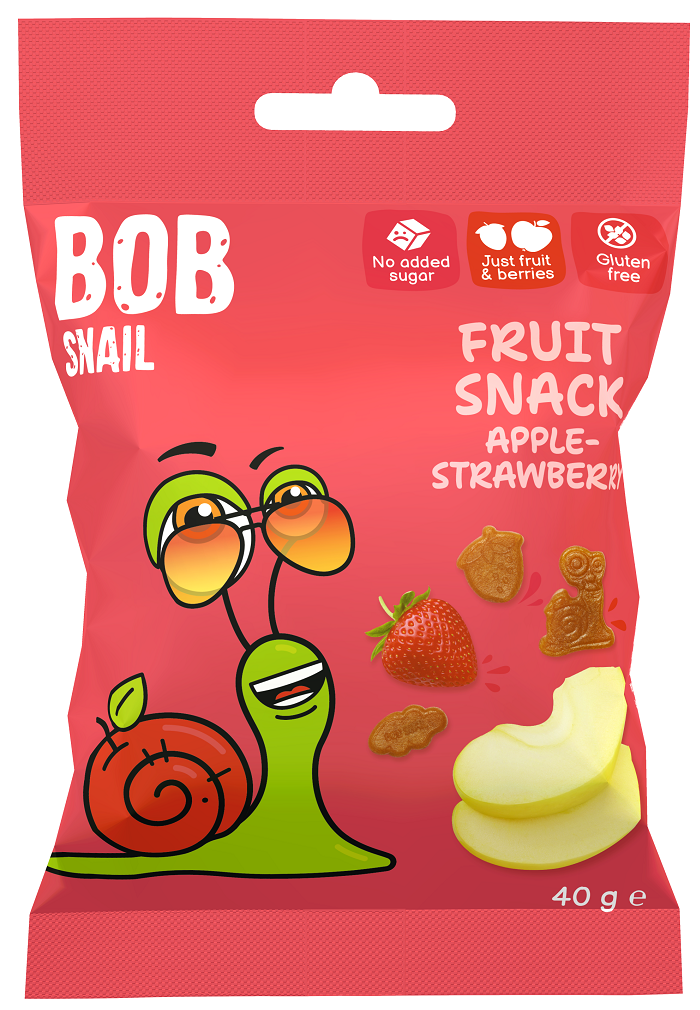 ŻELKI JABŁKO - TRUSKAWKA BEZ ŻELATYNY BEZGLUTENOWE 40 g - BOB SNAIL