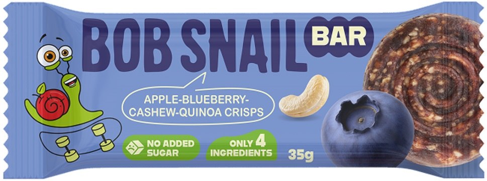 BATON JABŁKO - BORÓWKA - ORZECHY NERKOWCA BEZ DODATKU CUKRÓW 35 g - BOB SNAIL
