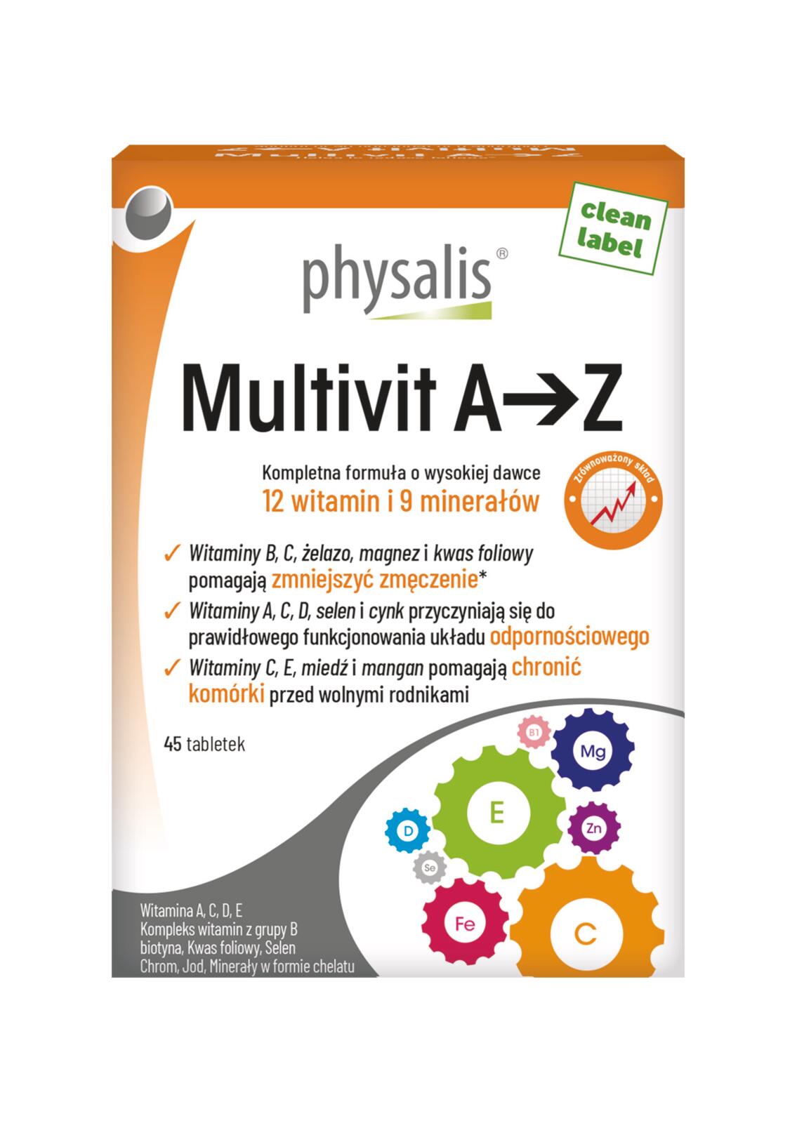 MULTIWITAMINA (MULTIVIT A - Z) 45 TABLETEK - PHYSALIS
