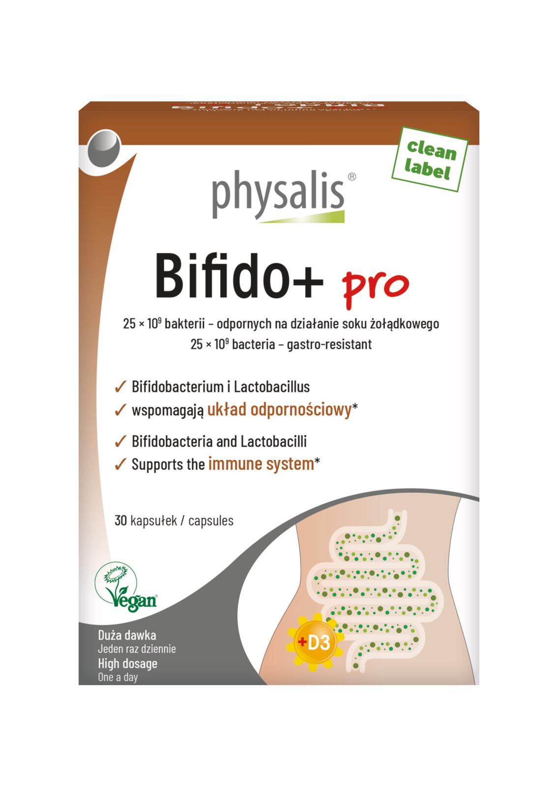 KAPSUŁKI NA ODBUDOWĘ FLORY JELIT (BIFIDO+ PRO) 30 szt. - PHYSALIS