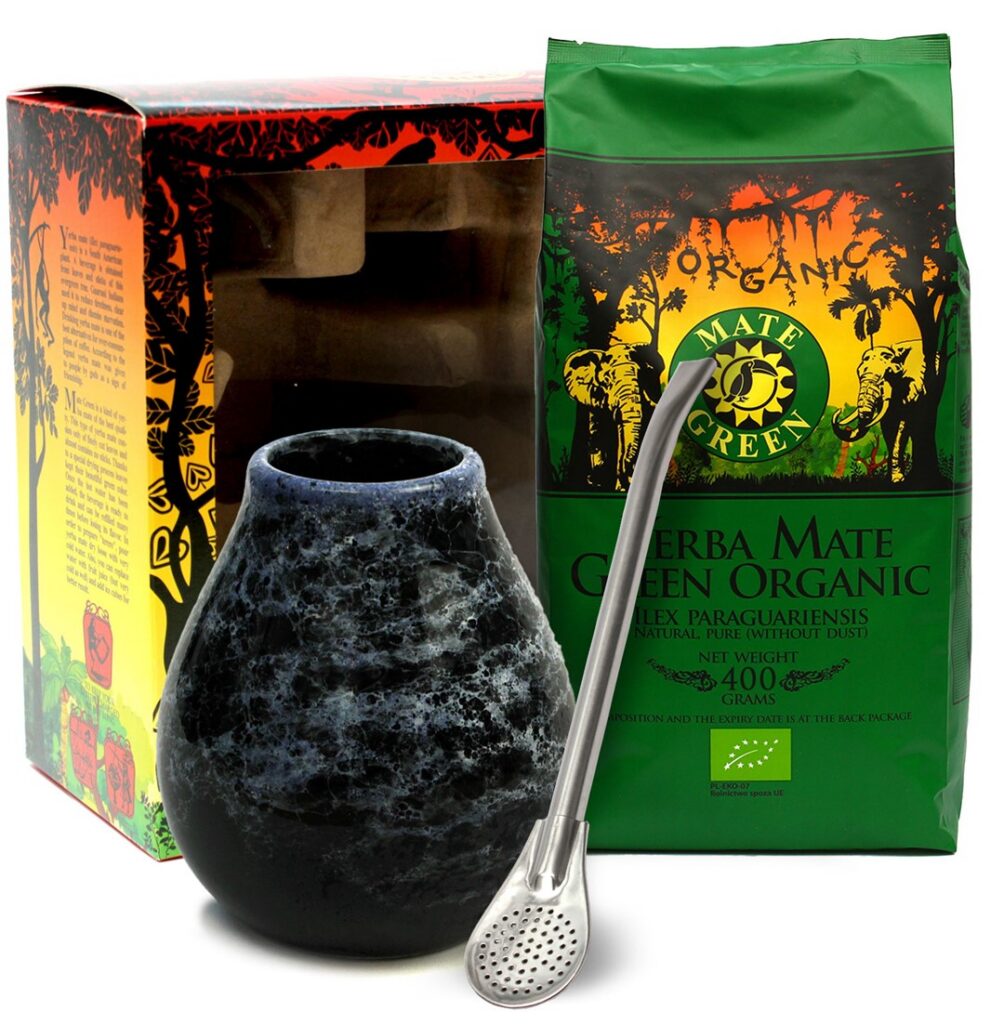 ZESTAW (YERBA MATE BIO 400 g, MATERO (LOSOWY WZÓR), BOMBILLA) - YERBA MATE GREEN ORGANIC