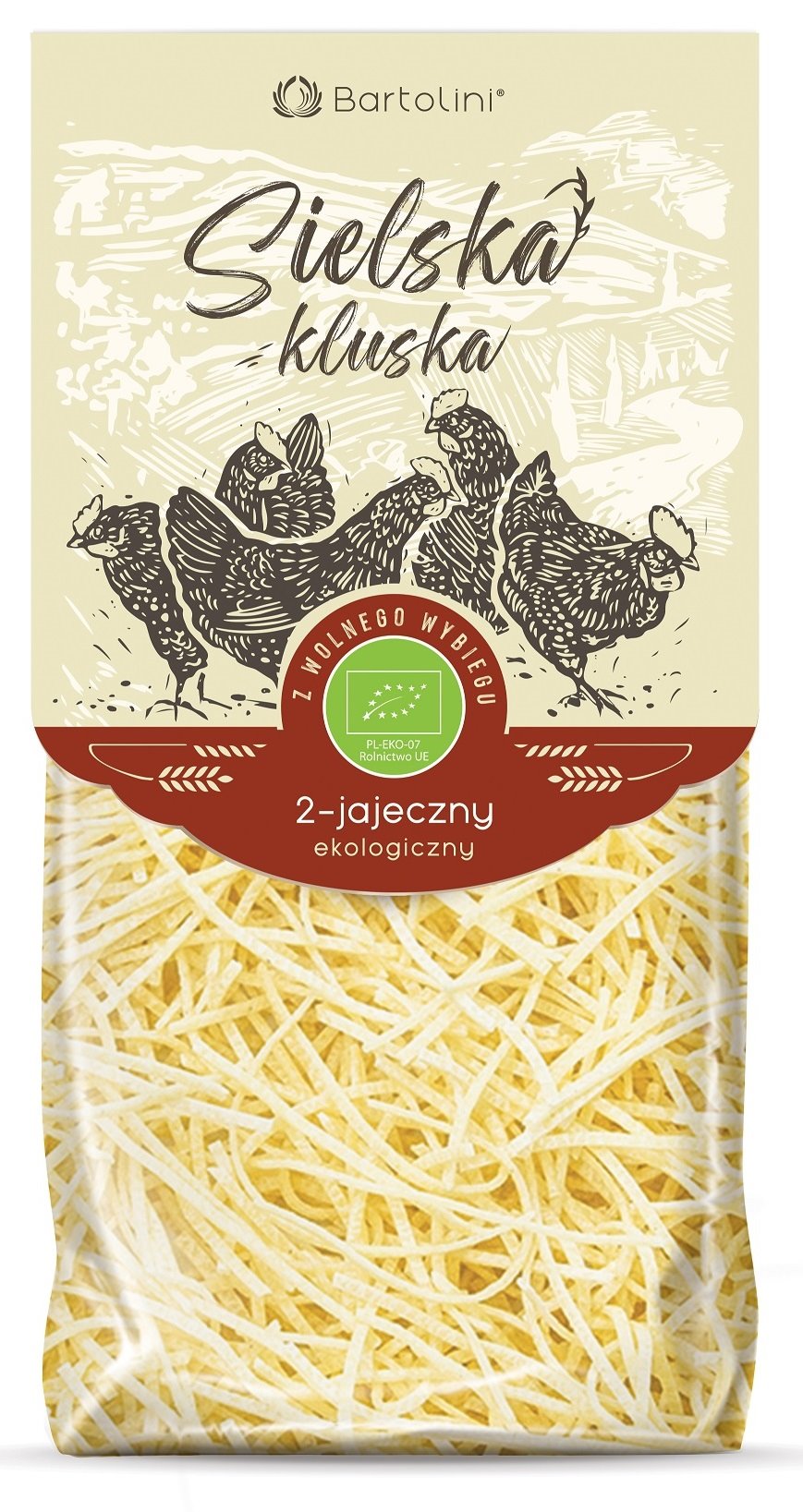 MAKARON (2-JAJECZNY SEMOLINOWY) KRAJANKA CIENKA BIO 250 g - BARTOLINI (SIELSKA KLUSKA)