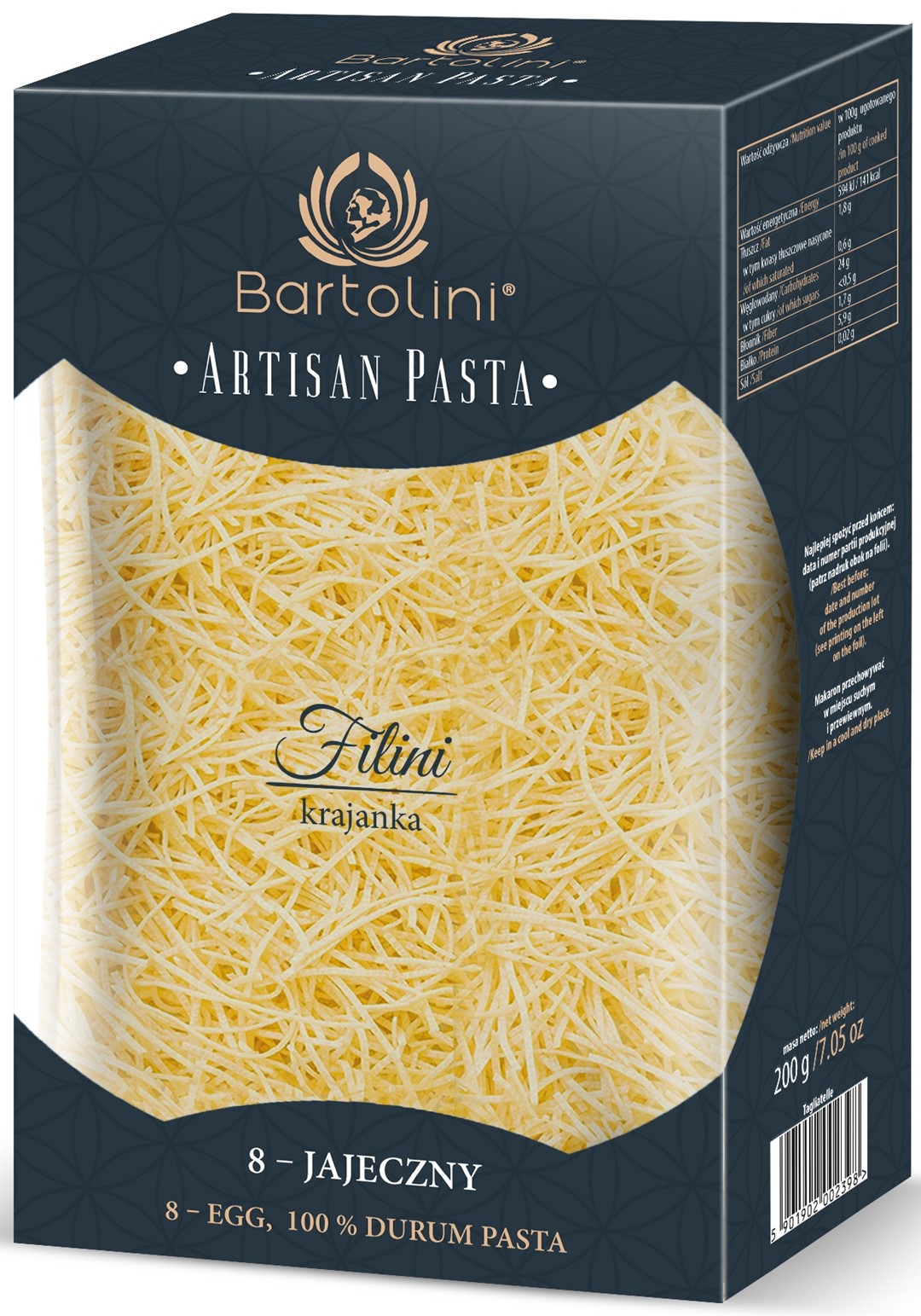 MAKARON (8-JAJECZNY SEMOLINOWY) KRAJANKA ŚREDNIA 200 g - BARTOLINI (ARTISAN PASTA)