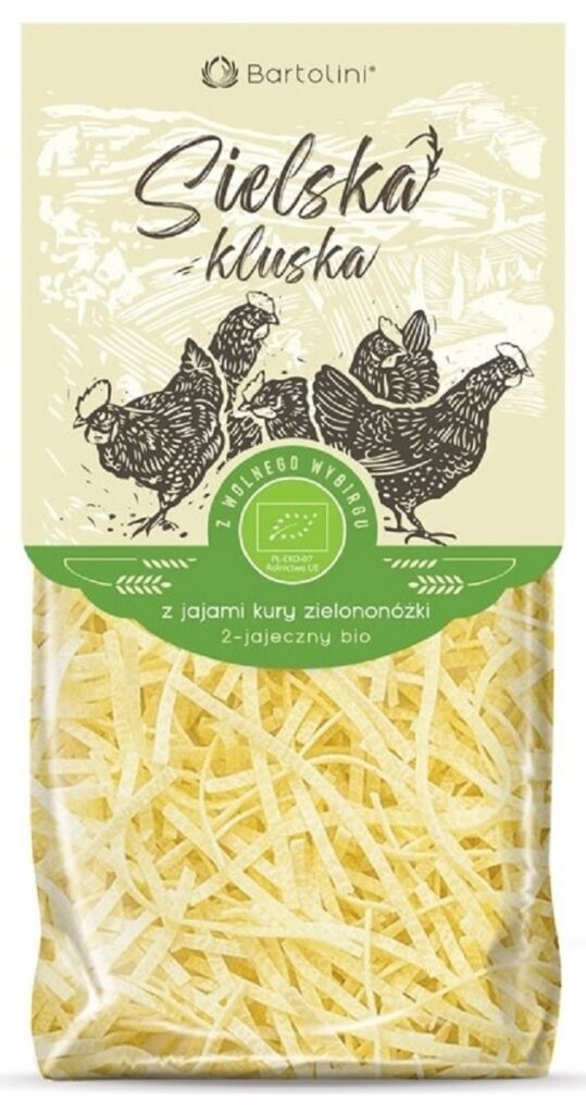 MAKARON (Z JAJAMI KURY ZIELONONÓŻKI SEMOLINOWY) KRAJANKA BIO 250 g - BARTOLINI (SIELSKA KLUSKA)