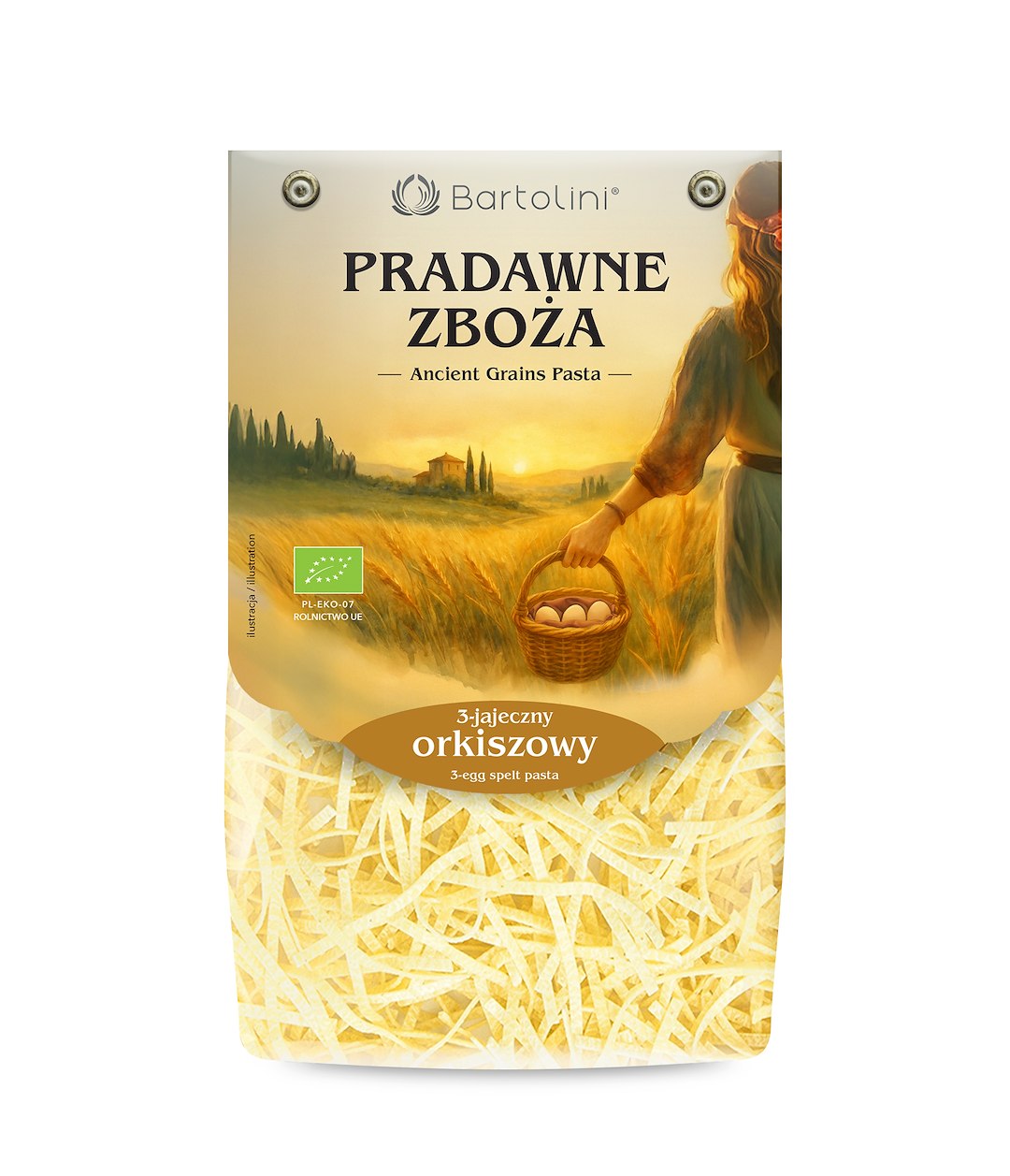 MAKARON (3-JAJECZNY ORKISZOWY) KRAJANKA BIO 250 g - BARTOLINI (PRADAWNE ZBOŻA)