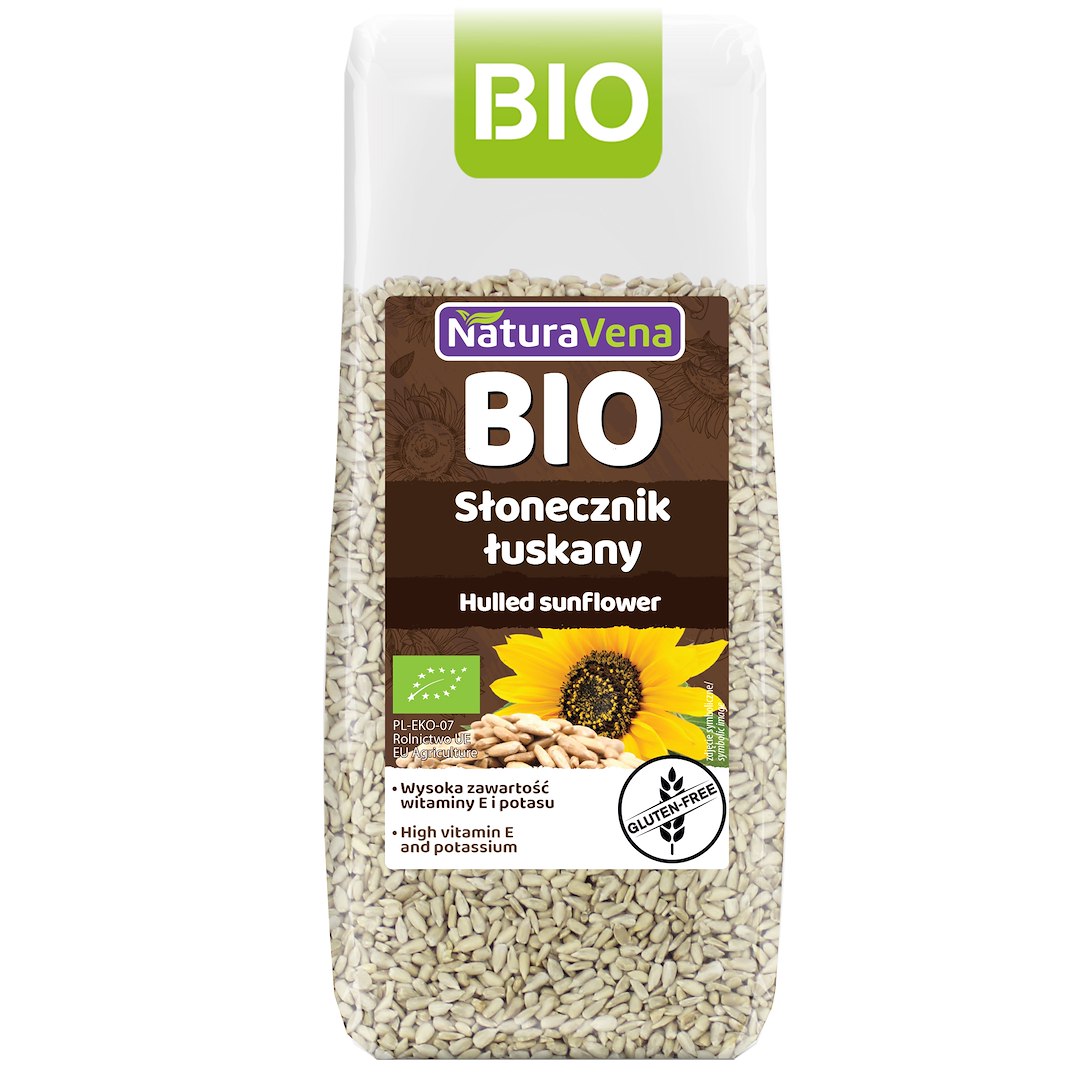 SŁONECZNIK ŁUSKANY BEZGLUTENOWY BIO 250 g - NATURAVENA
