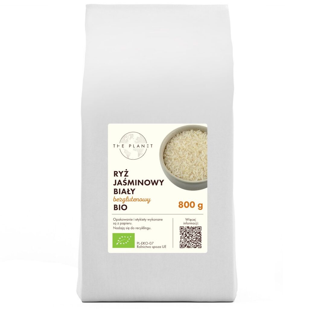 RYŻ JAŚMINOWY BIAŁY BEZGLUTENOWY BIO 800 g - THE PLANET