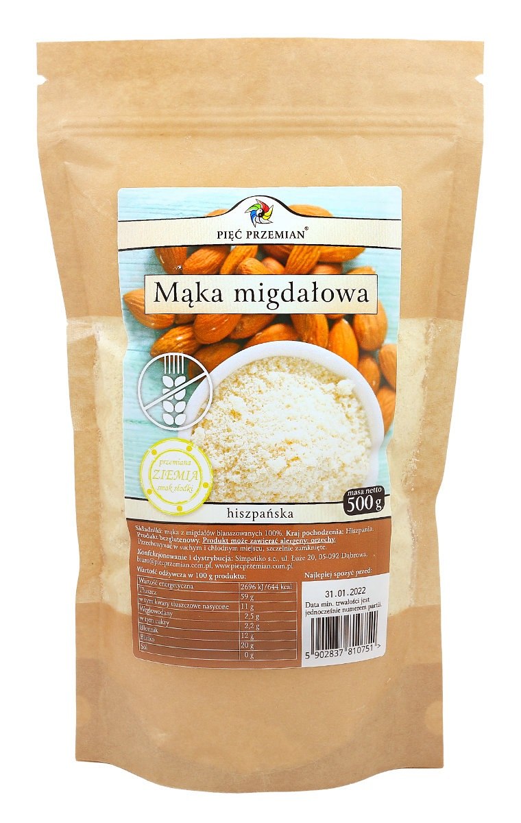 MĄKA MIGDAŁOWA BEZGLUTENOWA 500 g - PIĘĆ PRZEMIAN