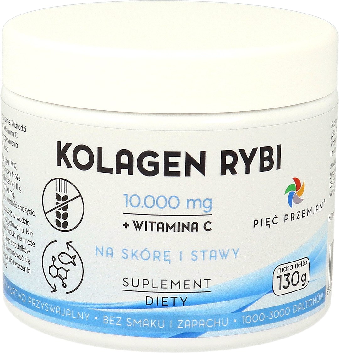 KOLAGEN RYBI + WITAMINA C W PROSZKU BEZGLUTENOWY 130 g - PIĘĆ PRZEMIAN