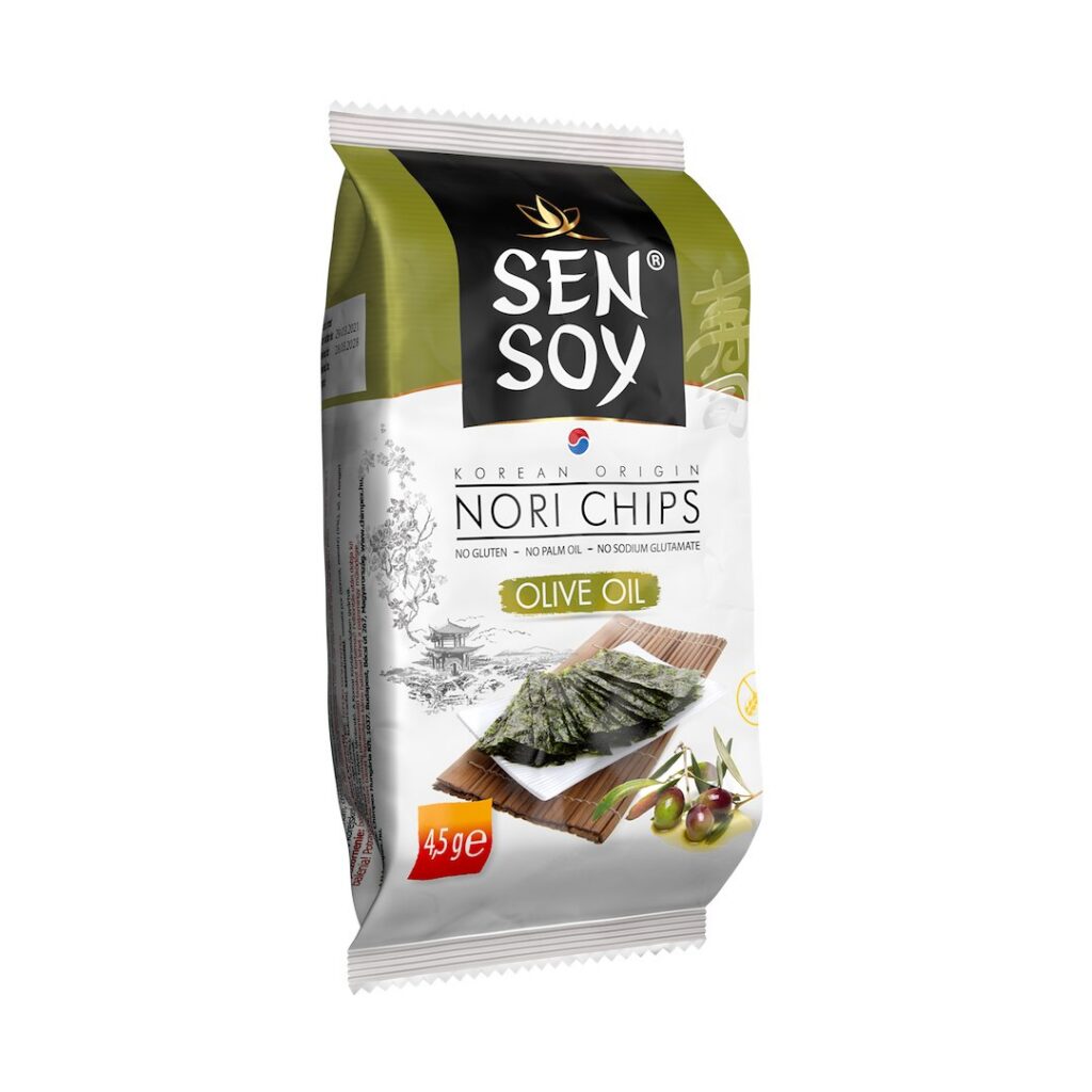 CHIPSY NORI Z OLIWĄ Z OLIWEK BEZGLUTENOWE 4,5 g - SEN SOY