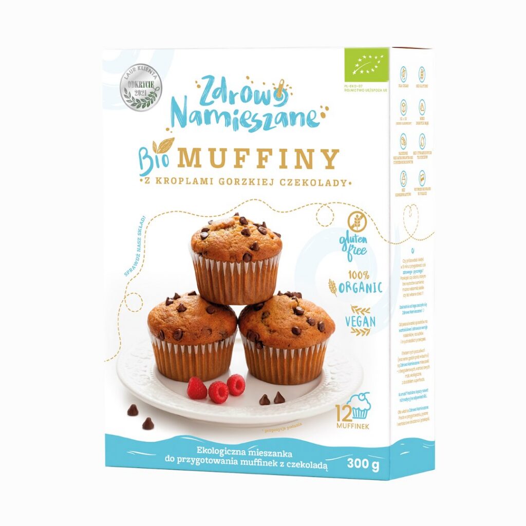 MIESZANKA NA MUFFINY Z CZEKOLADĄ GORZKĄ BEZGLUTENOWA BIO 300 g - ZDROWO NAMIESZANE