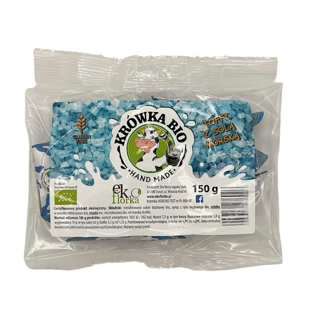 KRÓWKI TOFFI Z SOLĄ MORSKĄ BEZGLUTENOWE BIO 150 g - EKOFLORKA