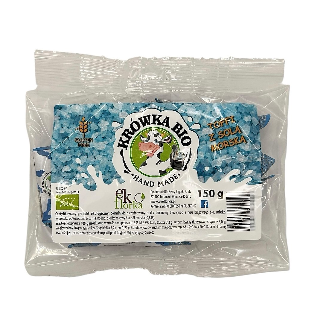 KRÓWKI TOFFI Z SOLĄ MORSKĄ BEZGLUTENOWE BIO 150 g - EKOFLORKA