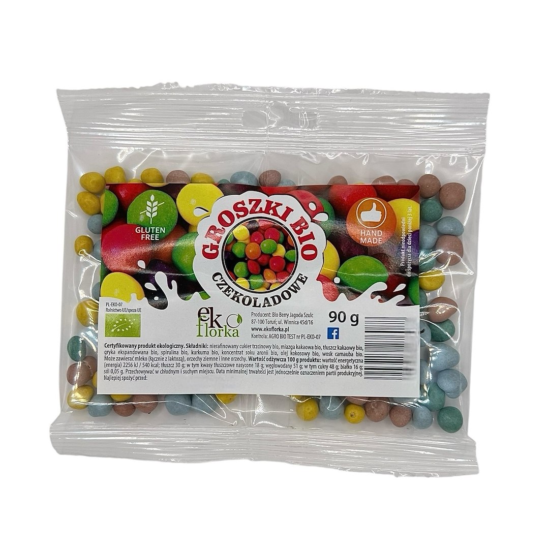 GROSZKI W CZEKOLADZIE BEZGLUTENOWE BIO 90 g - EKOFLORKA