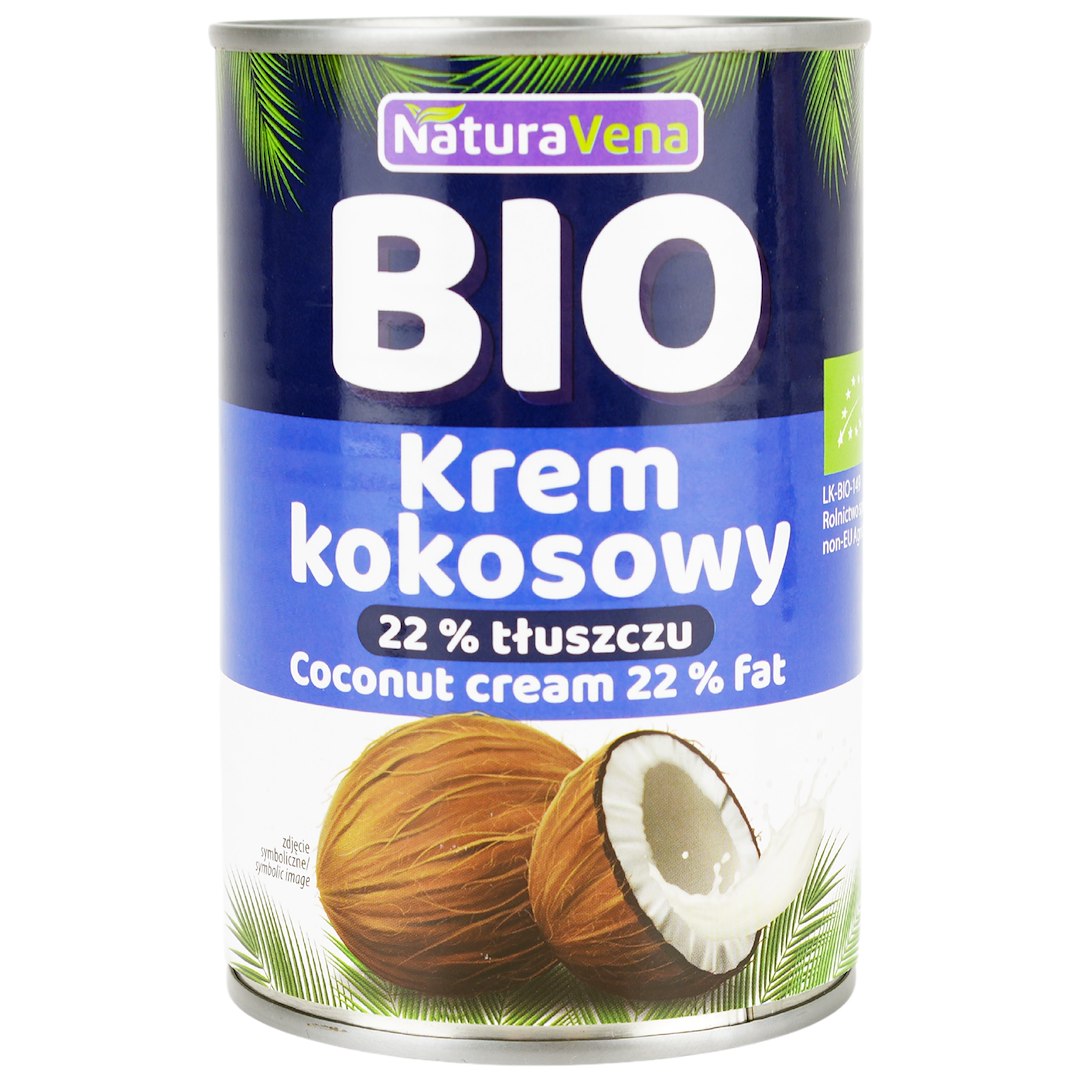 KREM KOKOSOWY 22 % TŁUSZCZU BIO 400 ml - NATURAVENA