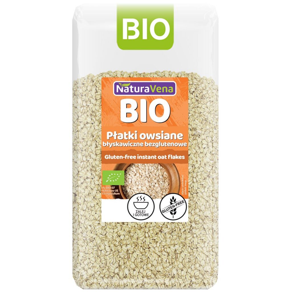 PŁATKI OWSIANE BŁYSKAWICZNE BEZGLUTENOWE BIO 300 g - NATURAVENA