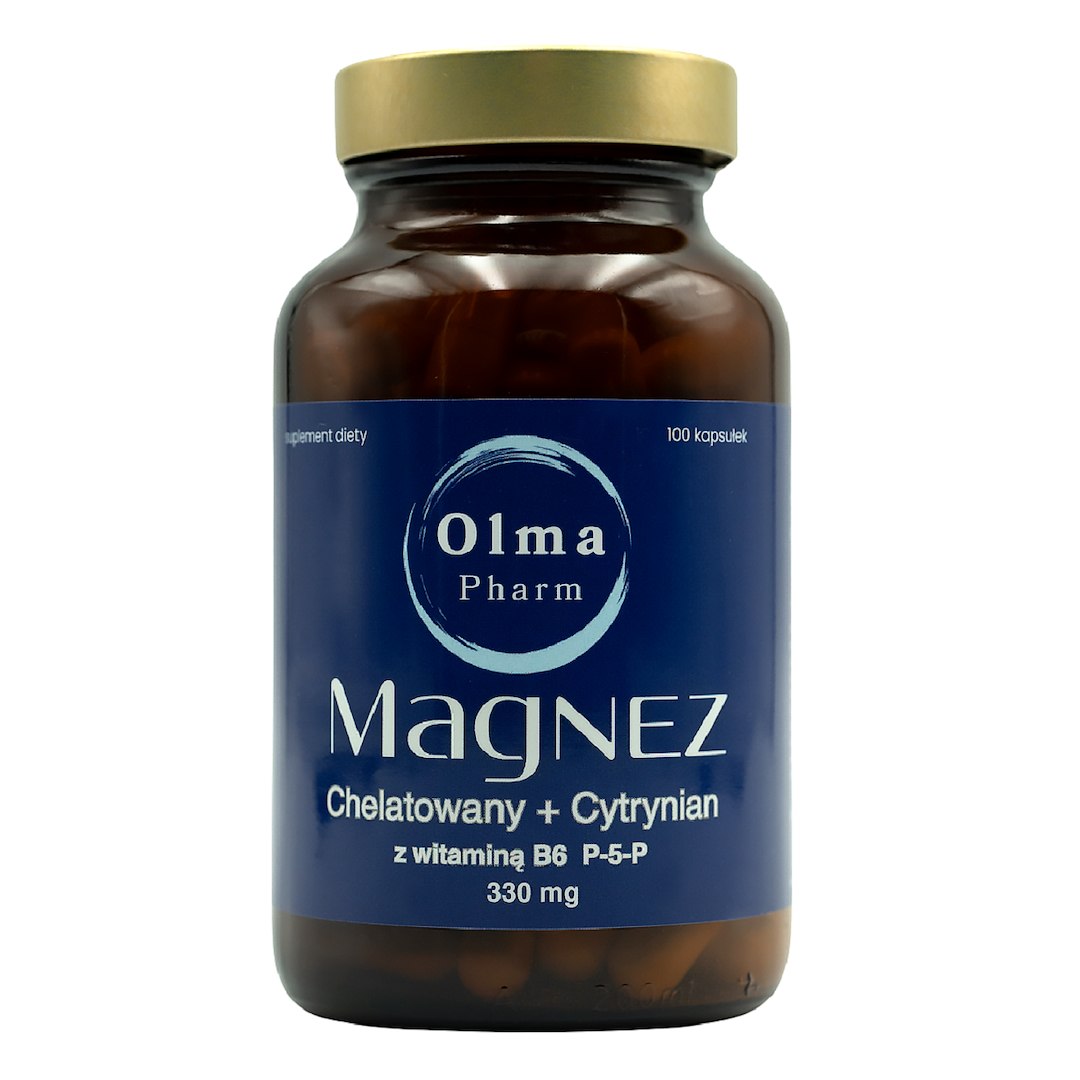 MAGNEZ CHELATOWANY + CYTRYNIAN Z WITAMINĄ B6 100 KAPSUŁEK - OLMA PHARM