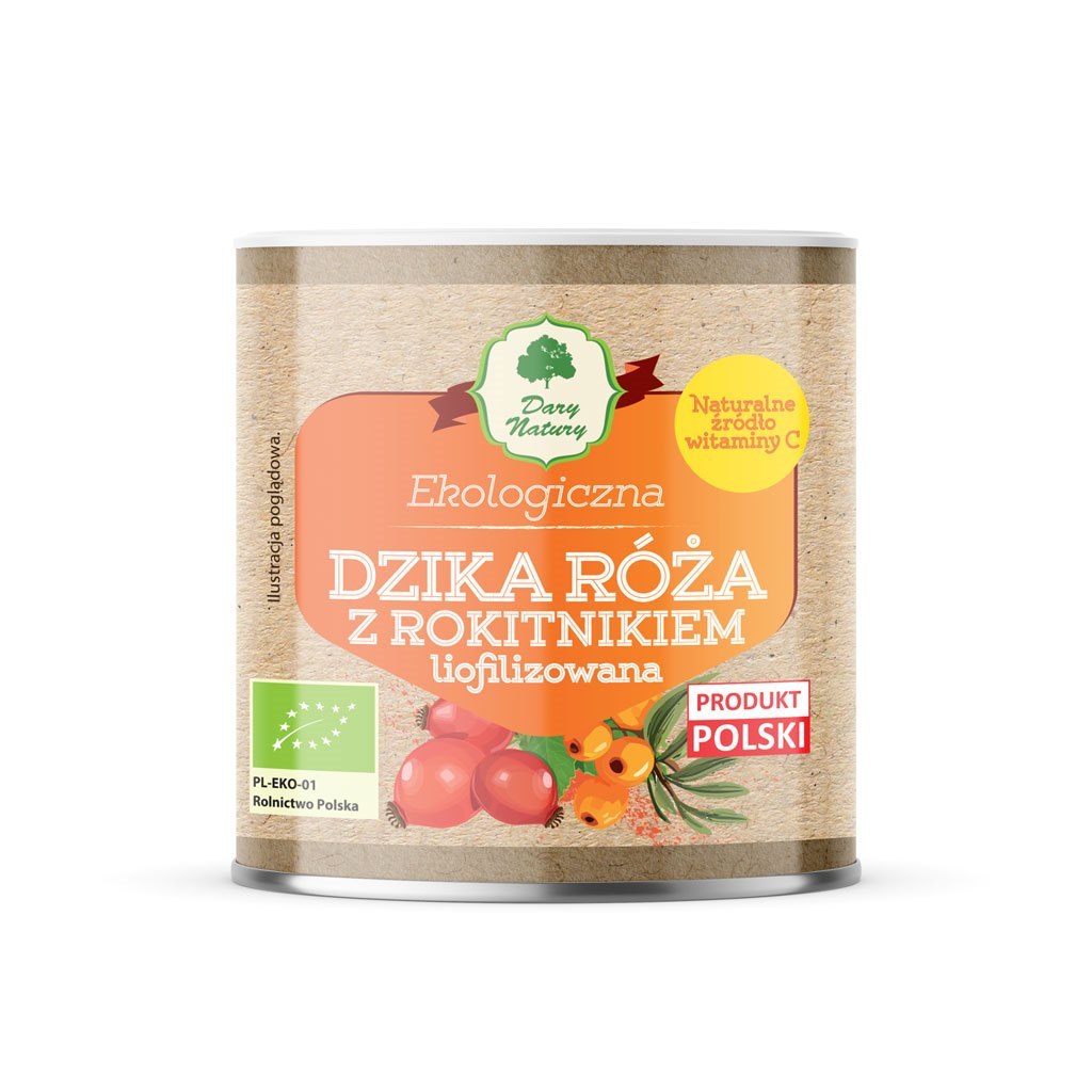 DZIKA RÓŻA Z ROKITNIKIEM LIOFILIZOWANA SPROSZKOWANA BIO 70 g - DARY NATURY