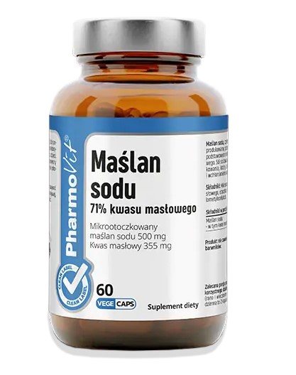 MAŚLAN SODU (500 mg) BEZGLUTENOWY 60 KAPSUŁEK - PHARMOVIT (CLEAN LABEL)