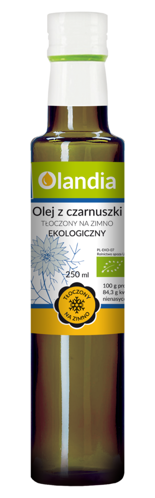 OLEJ Z CZARNUSZKI NIEFILTROWANY TŁOCZONY NA ZIMNO BIO 250 ml - OLANDIA
