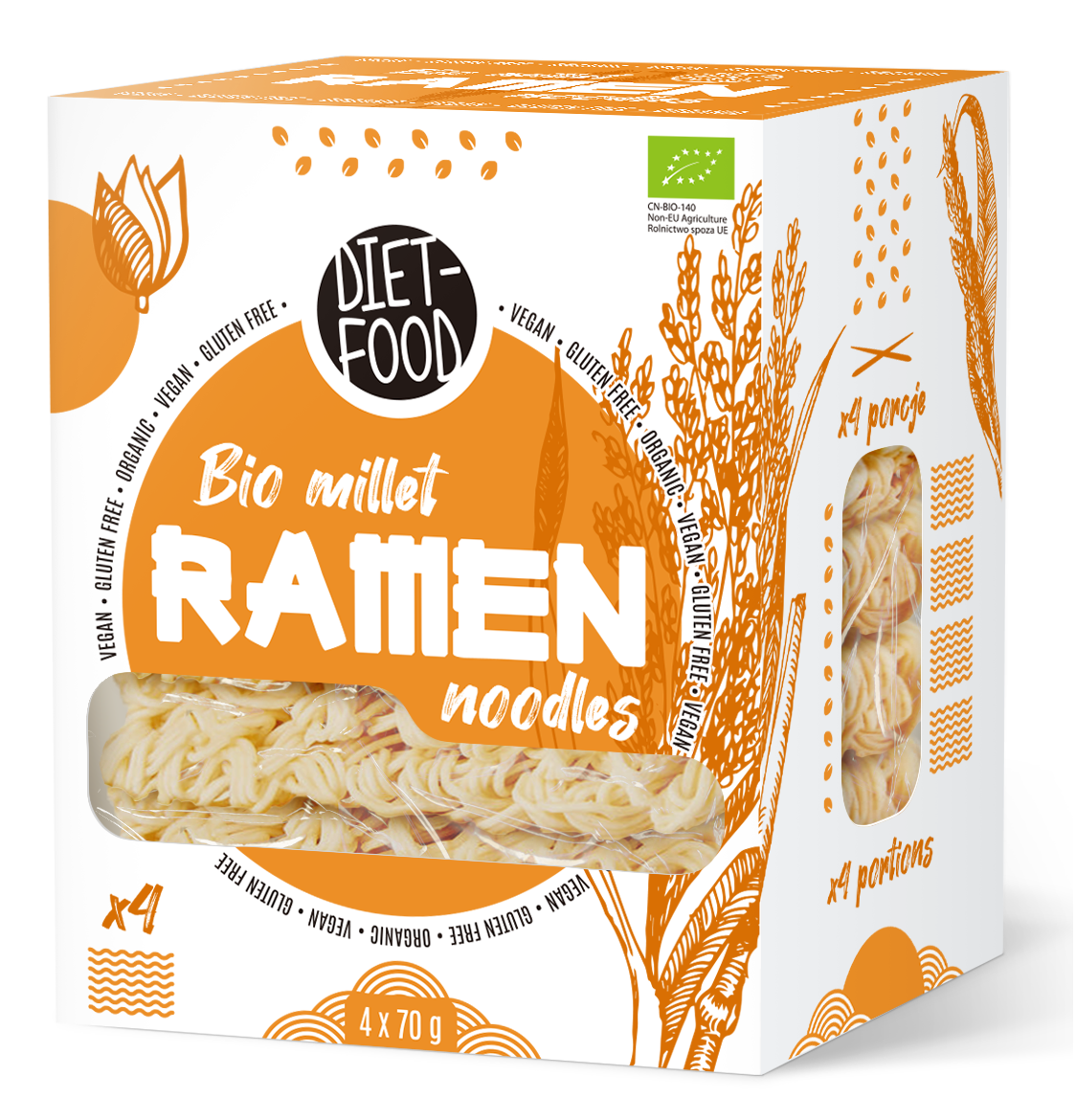 MAKARON (JAGLANY) RAMEN BEZGLUTENOWY BIO 280 g - DIET-FOOD