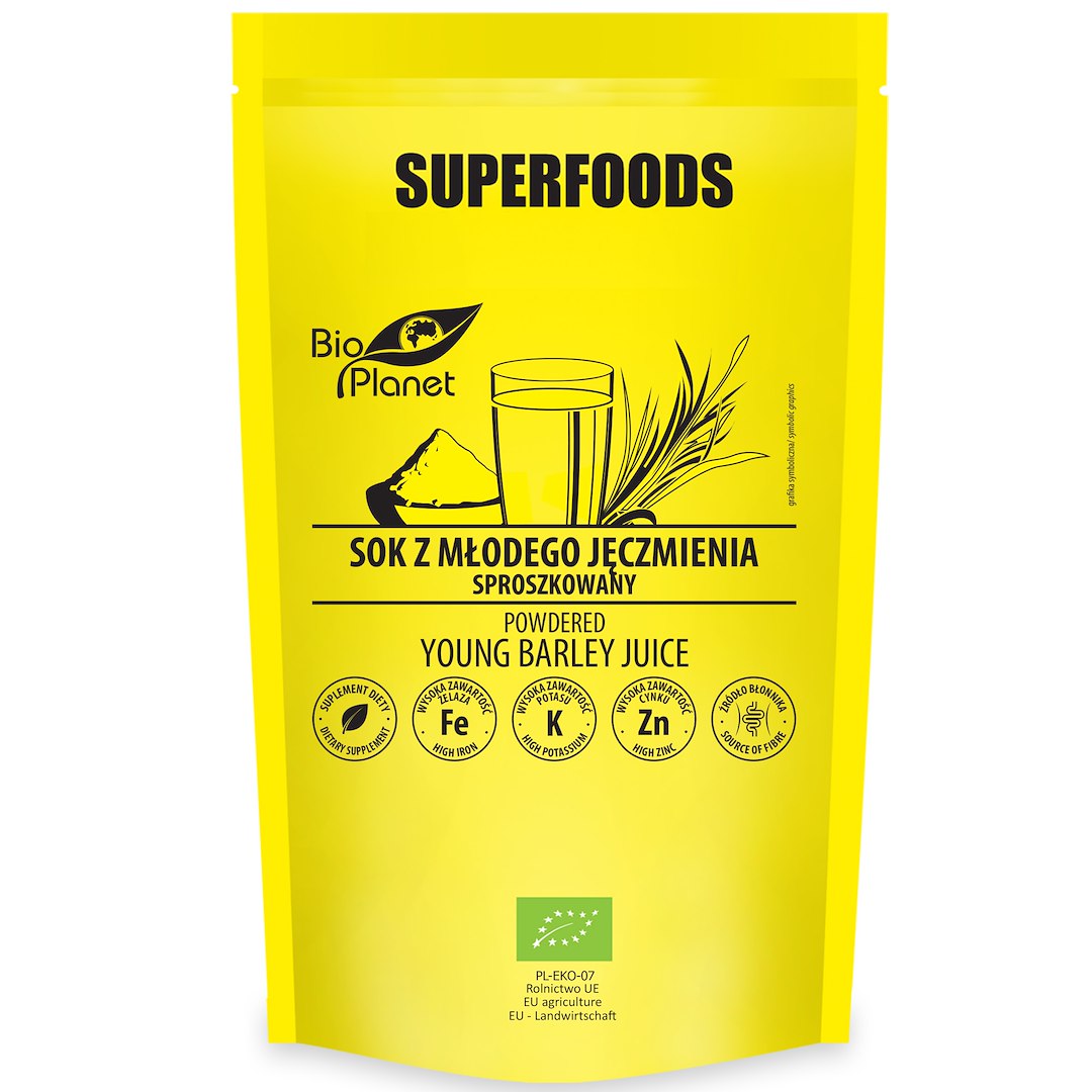 SOK Z MŁODEGO JĘCZMIENIA SPROSZKOWANY BIO 150 g - BIO PLANET SUPERFOODS