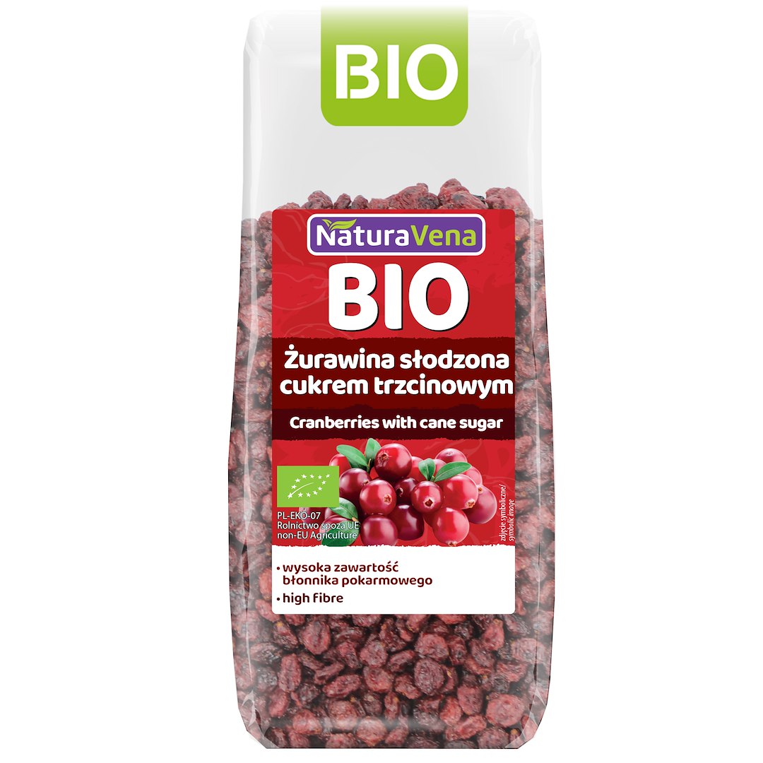 ŻURAWINA Z CUKREM TRZCINOWYM BIO 100 g - NATURAVENA