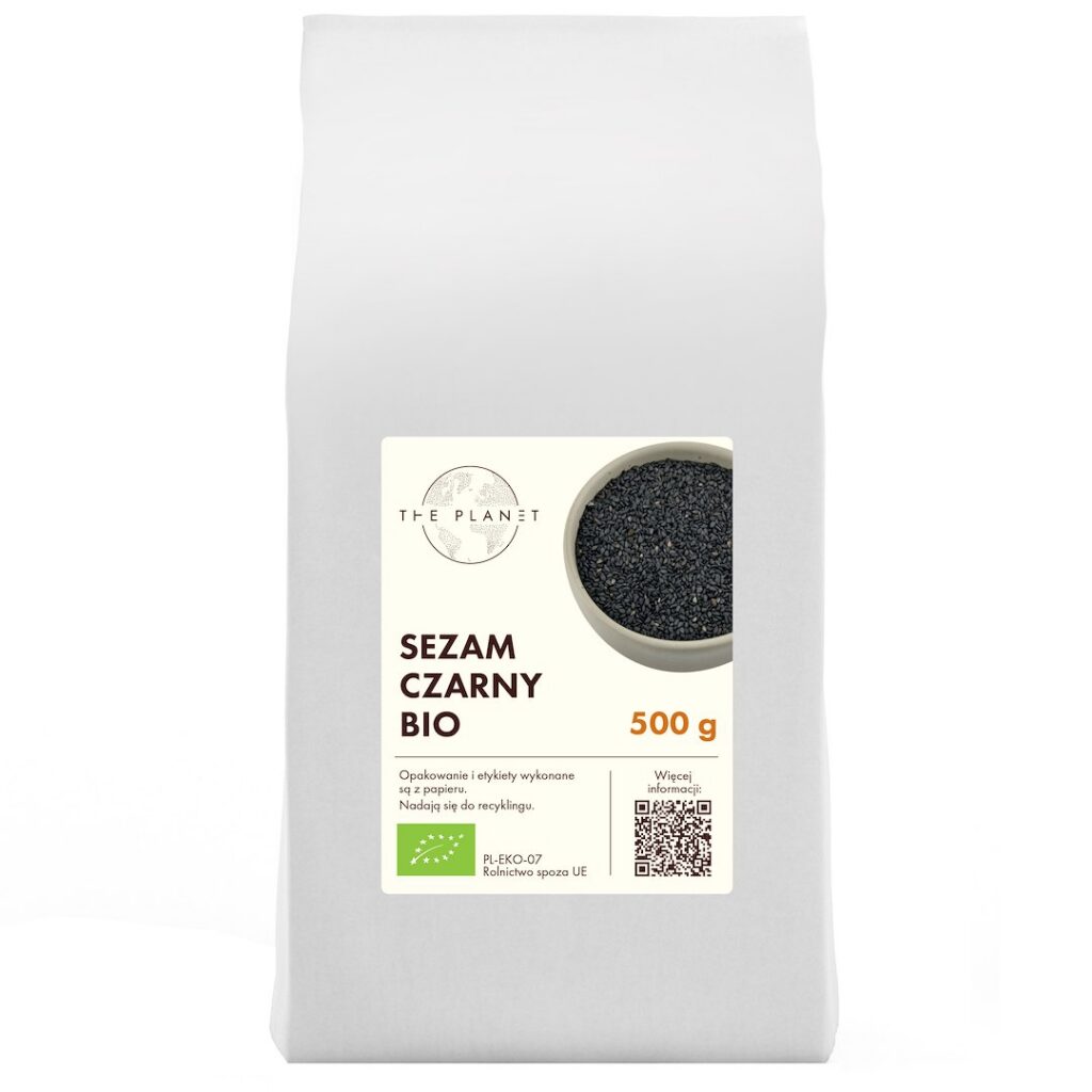 SEZAM CZARNY NIEŁUSKANY BIO 500 g - THE PLANET