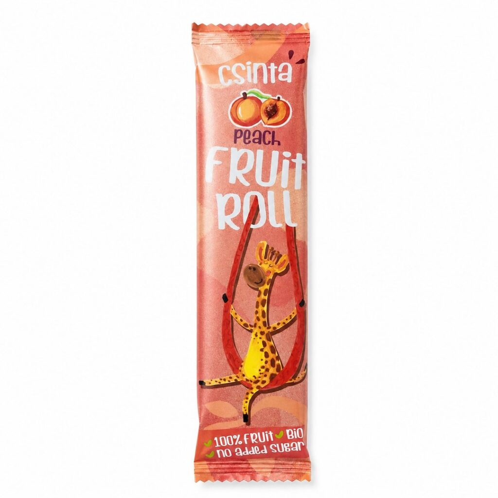 PRZEKĄSKA ROLL JABŁKO - BRZOSKWINIA BEZ DODATKU CUKRÓW BEZGLUTENOWA BIO 12 g - CSINTA