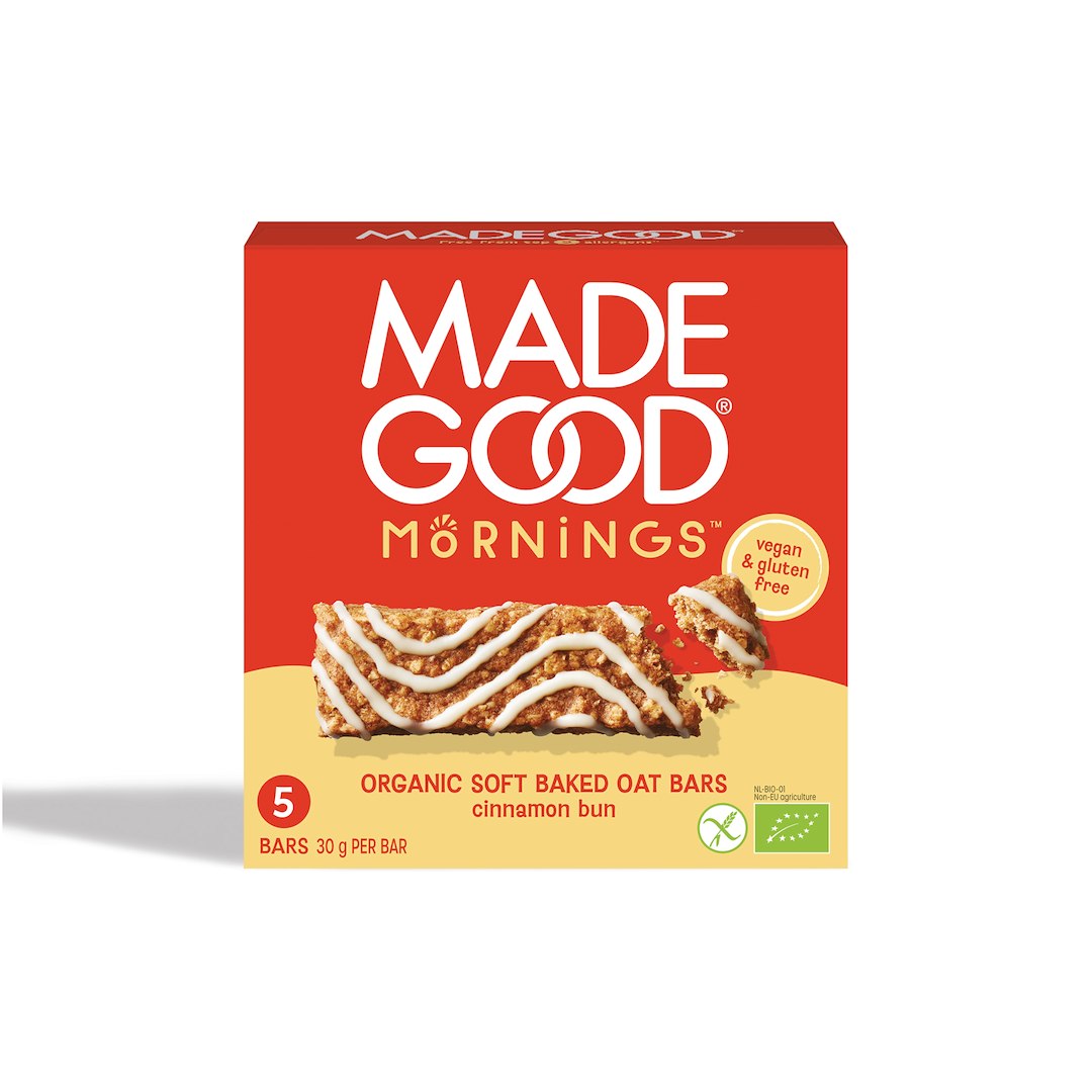 BATONY OWSIANE SOFT Z CYNAMONEM W POLEWIE WANILIOWEJ BEZGLUTENOWE BIO (5 x 30 g) 150 g - MADEGOOD MORNINGS