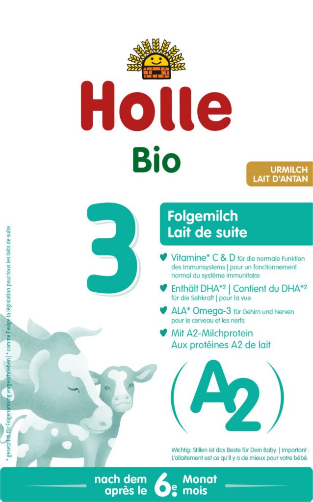 MLEKO A2 KROWIE 3 NASTĘPNE DLA NIEMOWLĄT PO 6 MIESIĄCU BIO 400 g - HOLLE