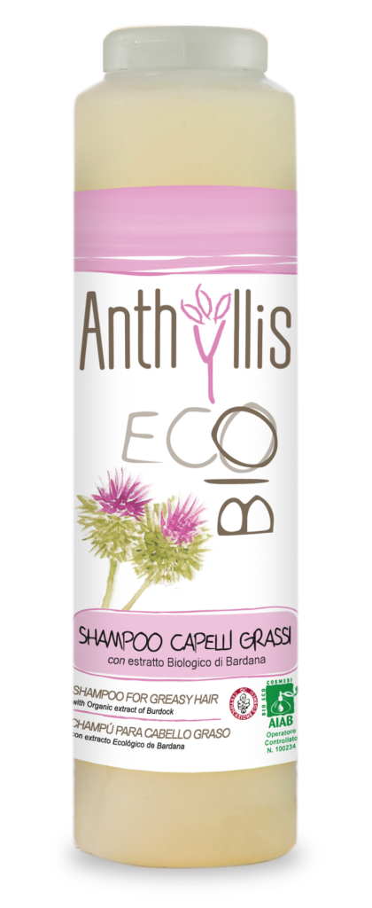 SZAMPON DO WŁOSÓW PRZETŁUSZCZAJĄCYCH SIĘ I Z ŁUPIEŻEM  Z EKSTRAKTEM Z ŁOPIANU ECO 250 ml - ANTHYLLIS