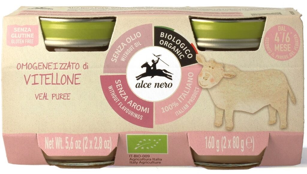 MIĘSO CIELĘCINA BEZGLUTENOWE OD 4 MIESIĄCA BIO (2 x 80 g) 160 g - ALCE NERO