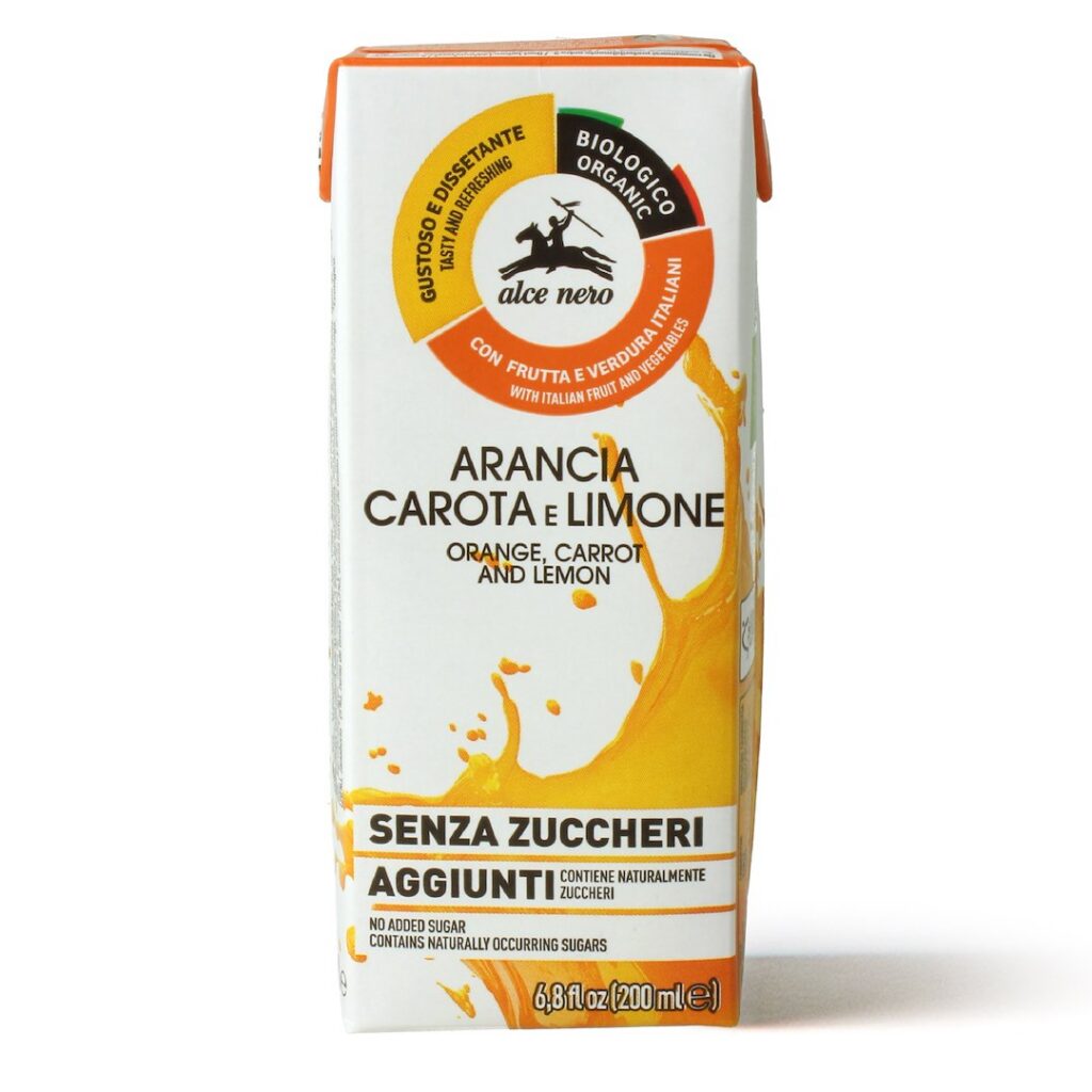 NAPÓJ POMARAŃCZA - MARCHEW - CYTRYNA BEZ DODATKU CUKRÓW BIO 200 ml - ALCE NERO
