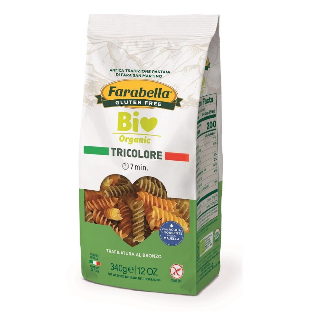 MAKARON (KUKURYDZIANO - RYŻOWY TRÓJKOLOROWY) ŚWIDERKI BEZGLUTENOWY BIO 340 g - FARABELLA