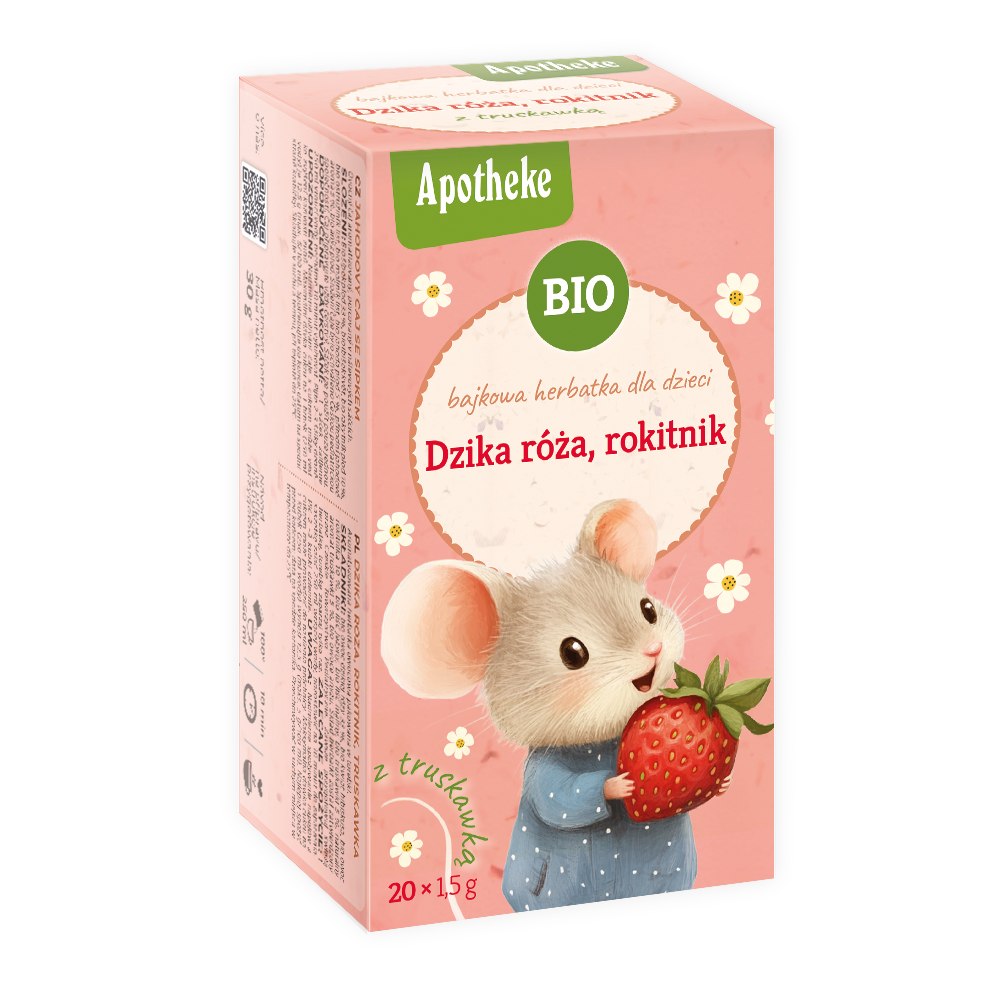 HERBATKA BAJKOWA DLA DZIECI - DZIKA RÓŻA, ROKITNIK I TRUSKAWKA BIO (20 x 1,5 g) 30 g - APOTHEKE
