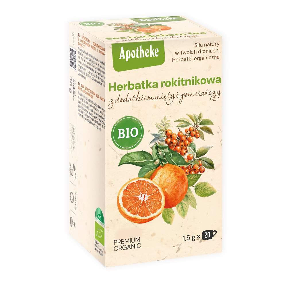 HERBATKA ROKITNIKOWA Z MIĘTĄ I POMARAŃCZĄ BIO (20 x 1,8 g) 36 g - APOTHEKE