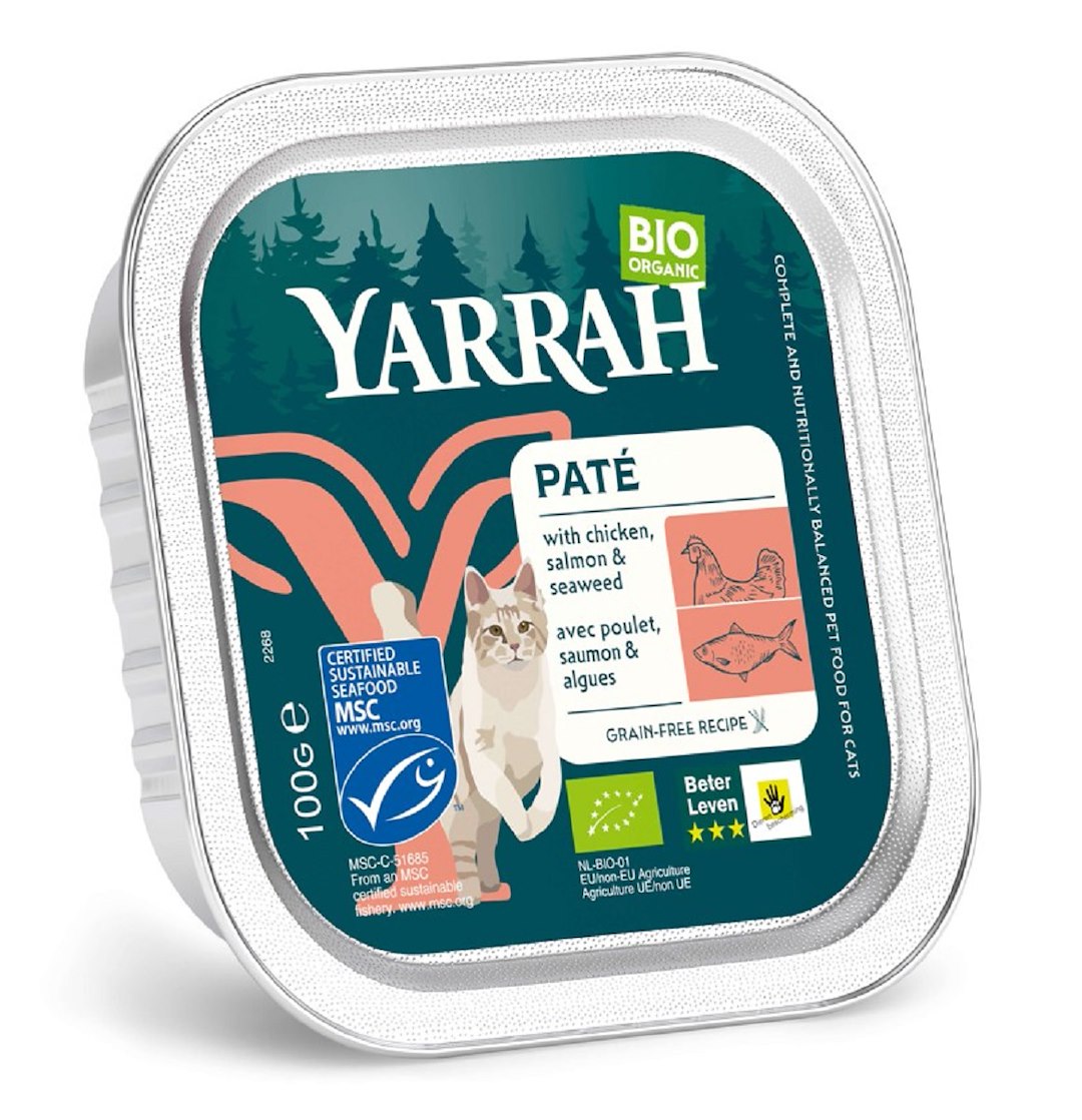 (DLA KOTA) PASZTET Z ŁOSOSIA Z ALGAMI MORSKIMI BIO 100 g - YARRAH
