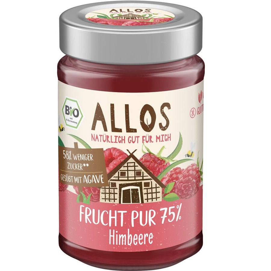 MUS MALINOWY (75 % OWOCÓW) BEZGLUTENOWY BIO 200 g - ALLOS